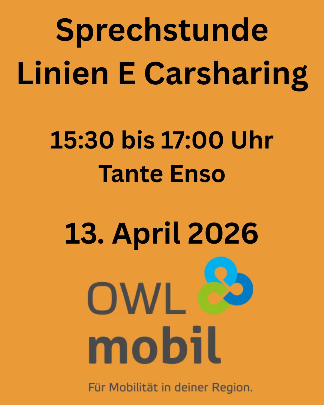 Sprechstunde Linien E Car Sharing 1600 bis 1800 Uh &hellip;